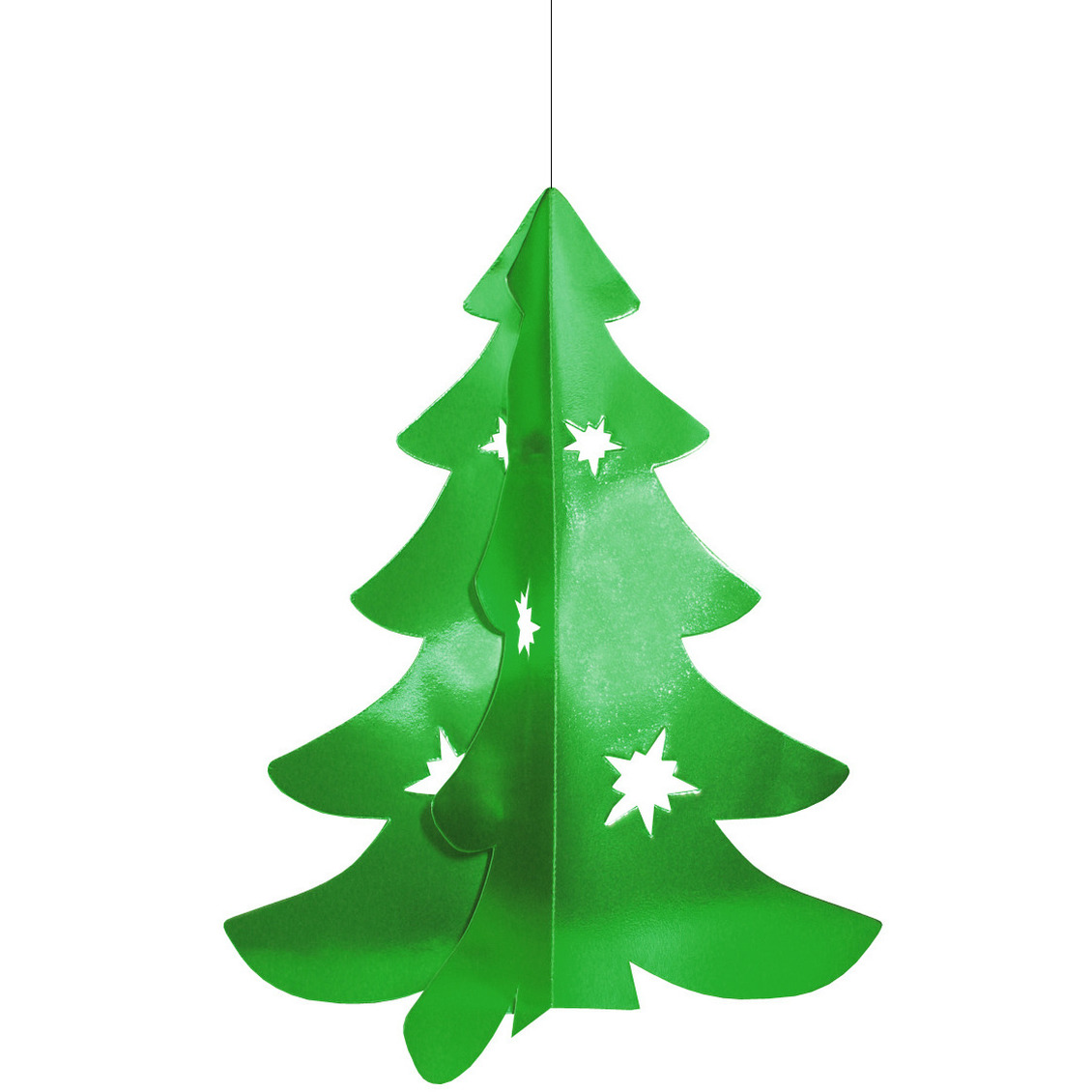 Kerstboom hangdecoratie - groen - 50 cm - papier - brandvertragend - kerstversiering -