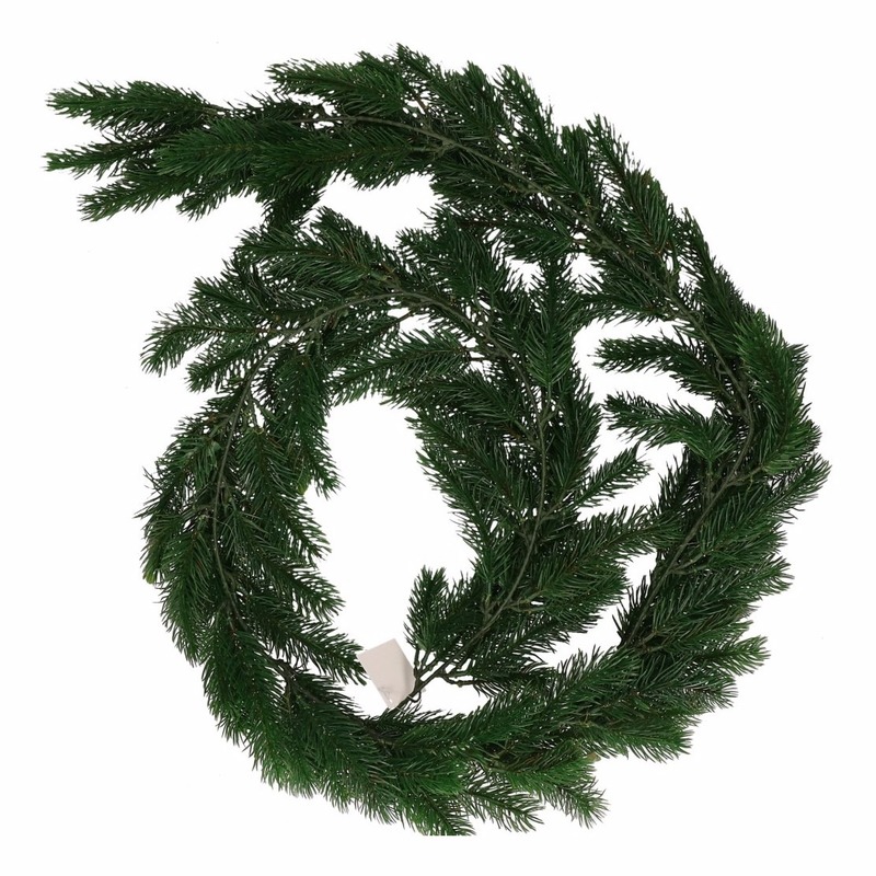 1x Donkergroene kerst guirlande 180 cm -