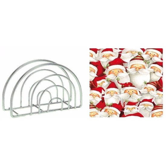 Servettenhouder met kerst servetten kerstmannen -