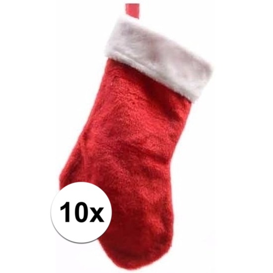 10x Rode pluche kerstsokken 40 cm -