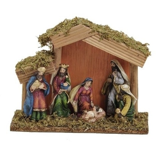 Kerststal met 6 figuren 20 cm -