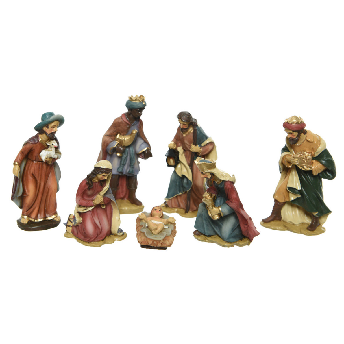 7-delige kerststal figuren beeldjes 9 cm -