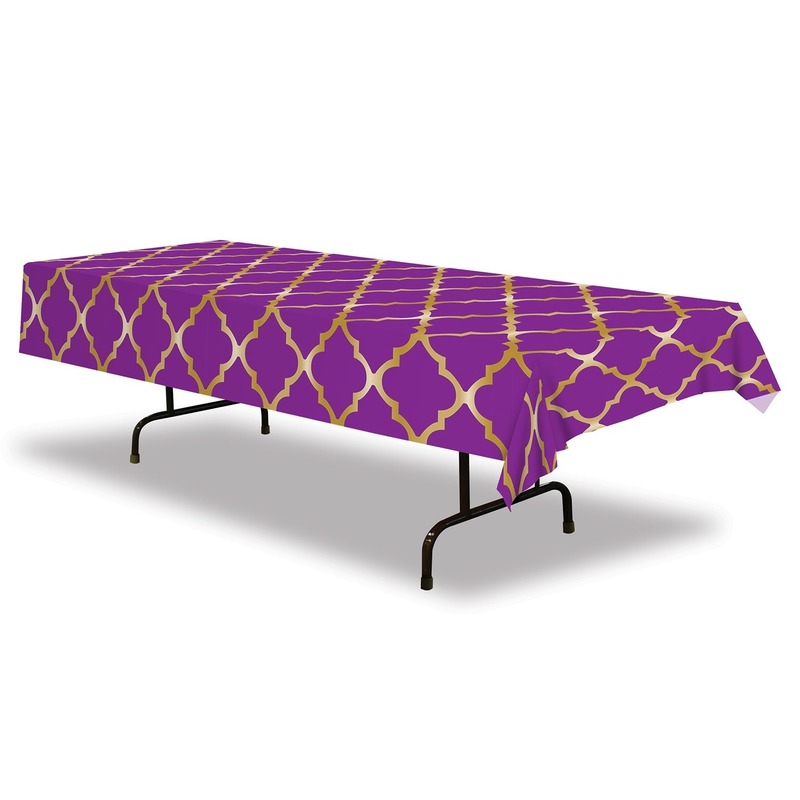 Tafellaken/tafelkleed paars 1001 nacht thema 137 x 274 cm -