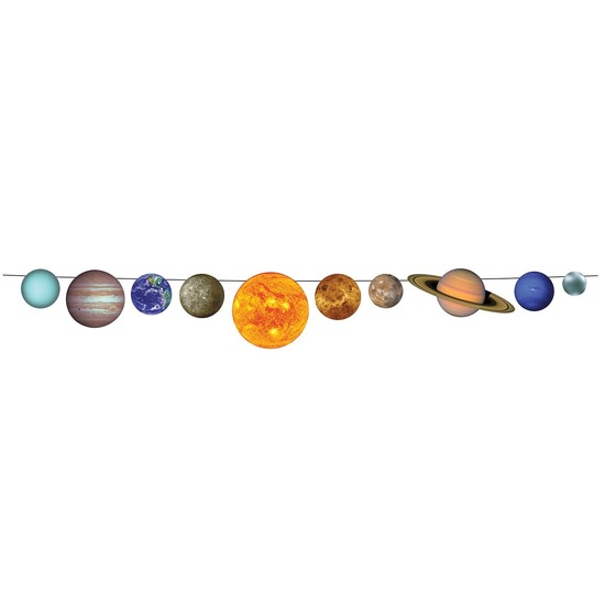 Zonnestelsel planeten feest slinger - papier - 240 x 23 cm - 10 planeten - dubbelzijdig -