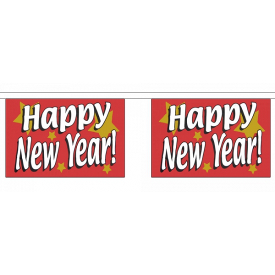 Luxe vlaggenlijn Happy New Year 9 meter -