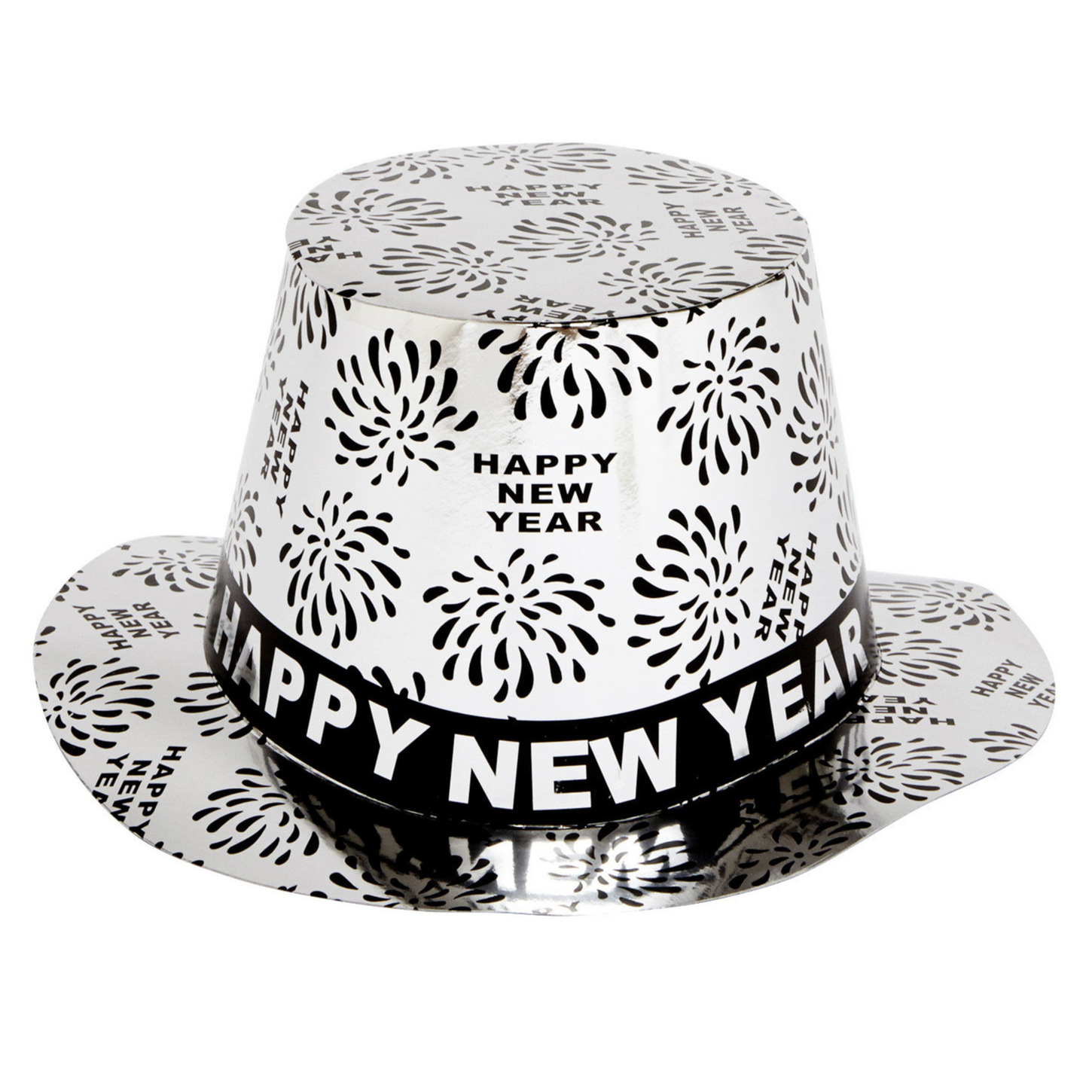 1x Zilveren hoed Happy New Year -