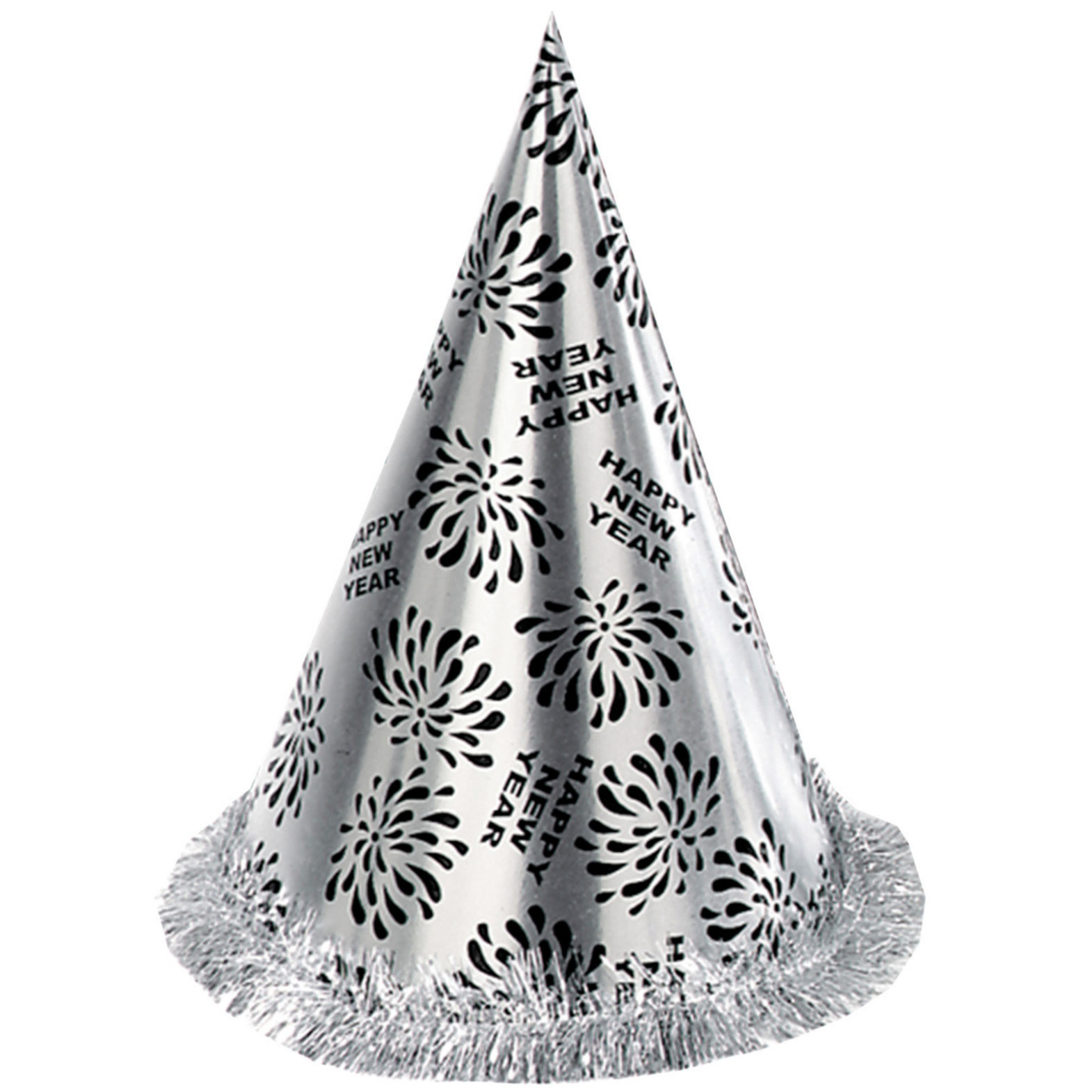 1x Zilveren feesthoedje Happy New Year -