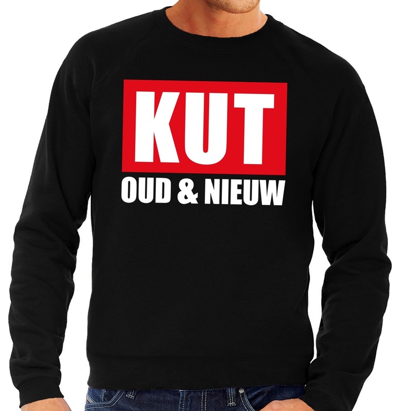 Foute jaarwisseling trui / sweater kut oud en nieuw zwart heren S (48) -
