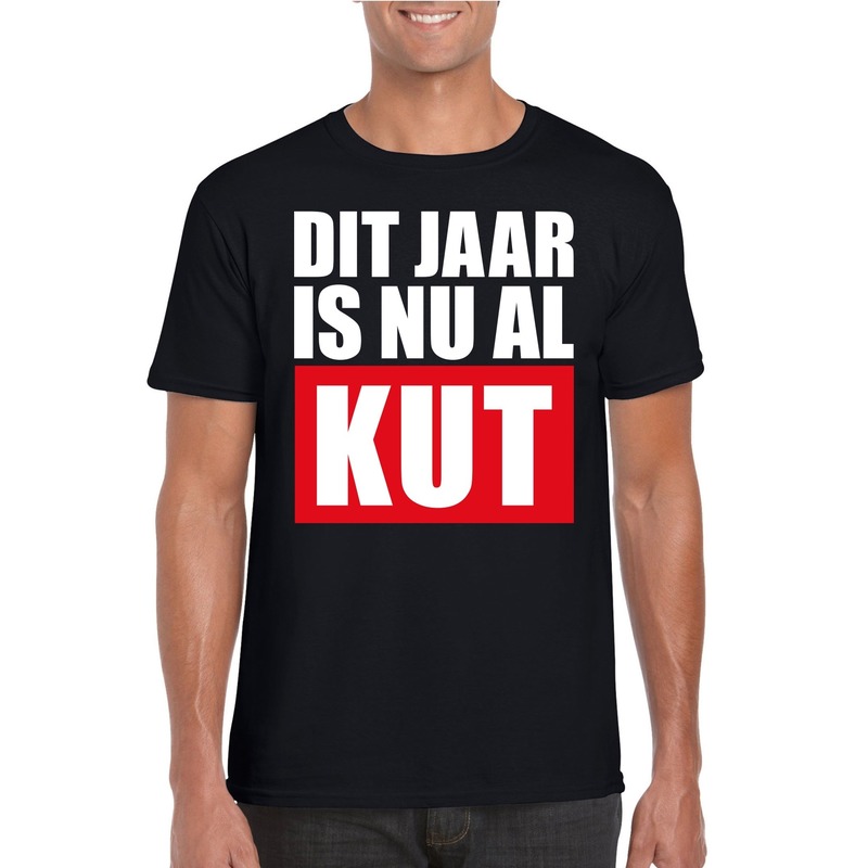 Foute oud en nieuw t-shirt dit jaar is nu al kut zwart heren L -