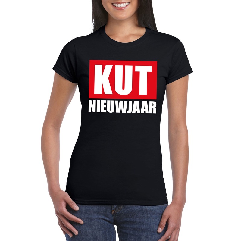 Foute oud en nieuw t-shirt kut nieuwjaar zwart voor dames M -