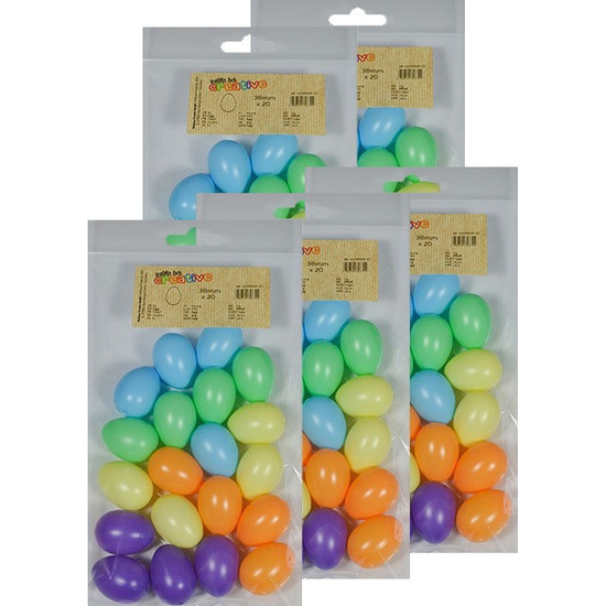100x Gekleurde kunststof eieren decoratie 4 cm hobby -