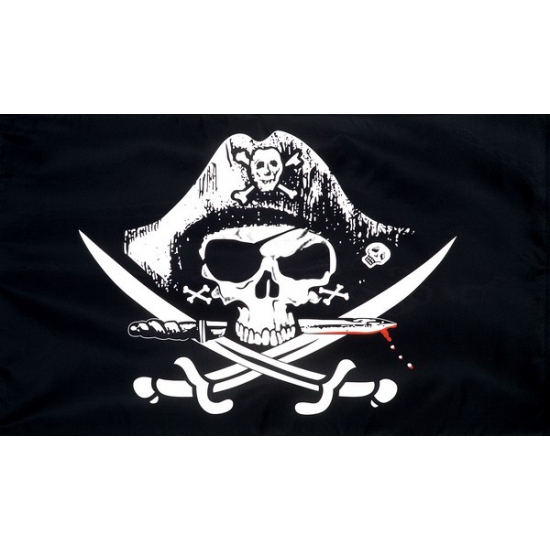 Crossed Sabres piratenvlag - 150 x 90 cm - Piraten thema versiering vlaggen - zwart -