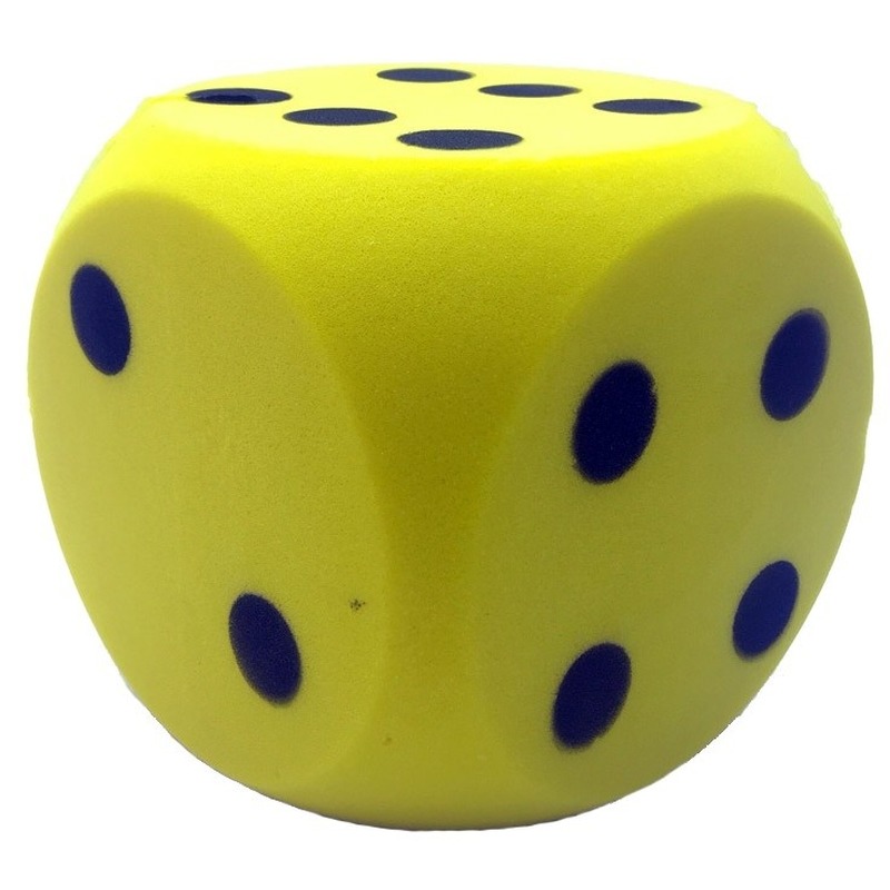 Sinterklaas spel grote dobbelsteen geel 16 x 16 cm -