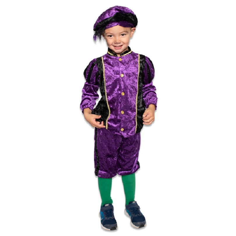 Pietenpak roetveeg Piet Pedro - paars - pieten verkleed kostuum 4-delig - kinderen 176 (16 jaar) -