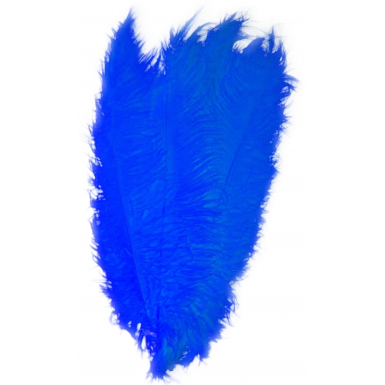 Grote veer/struisvogelveren - 1x - blauw - 50 cm - Carnaval - Sierveren/decoratie veren -