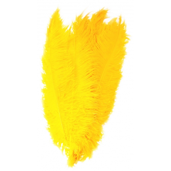 Grote veer/struisvogelveren - 1x - geel - 50 cm - Carnaval - Sierveren/decoratie veren -