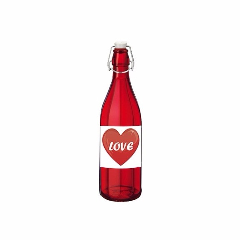 Liefdesdrank in glazen fles rood -