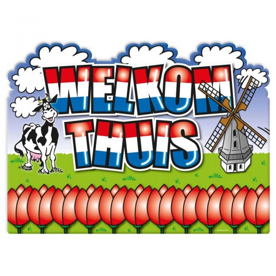 Deurbord welkom thuis - 47 x 35 cm - karton - deurversiering - Feestartikelen en versiering -