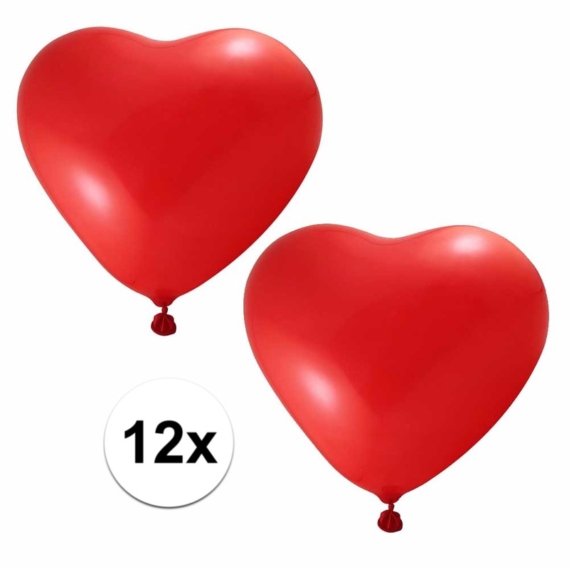 12x hartjes ballonnen rood -
