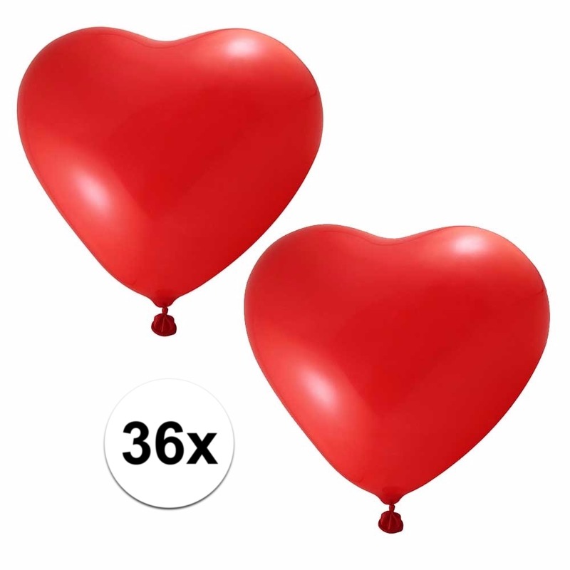 36x hartjes ballonnen rood -