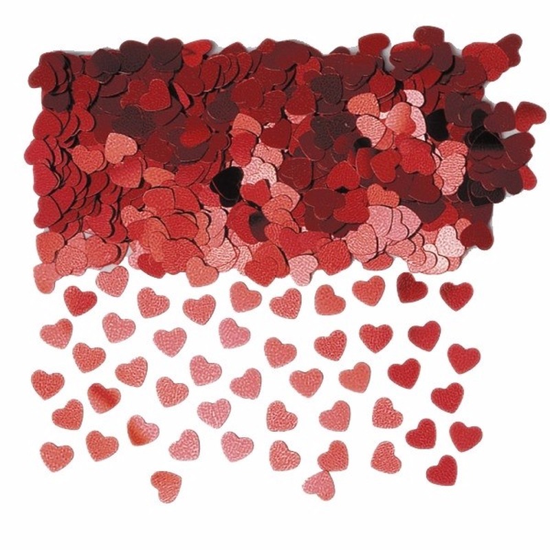 Rode hartjes confetti 10 zakjes -
