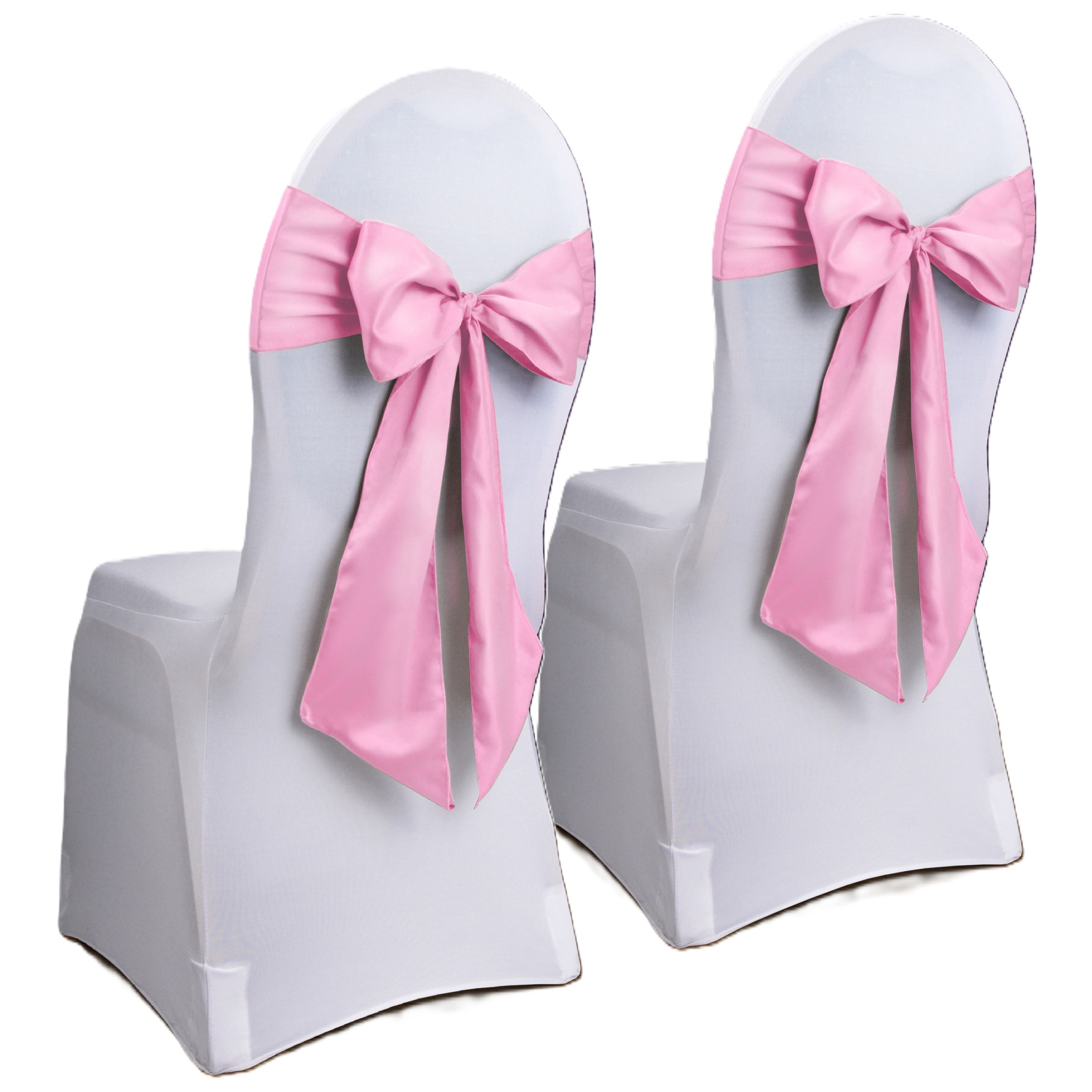 2x Bruiloft stoel decoratie lichtroze strikken -