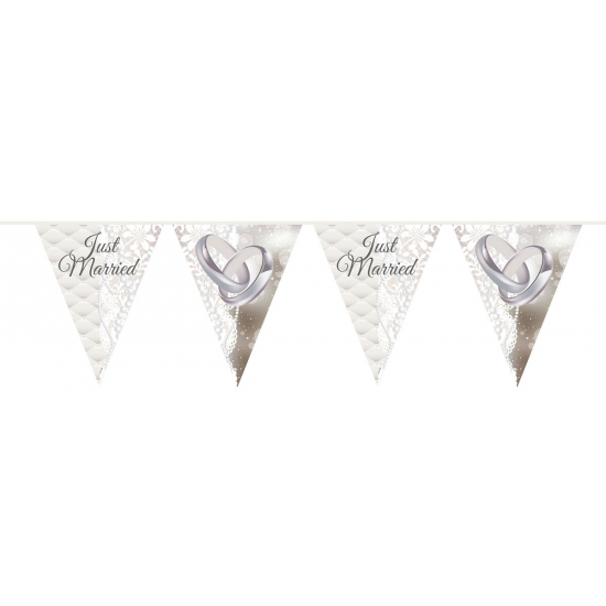 Just Married Bruiloft thema vlaggenlijn 10 meter -