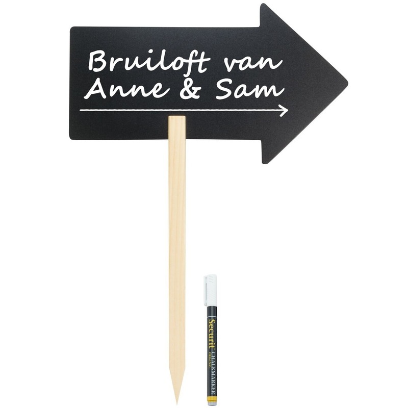 Bruiloft wegwijzer pijl krijtbord 73 cm inclusief stift -