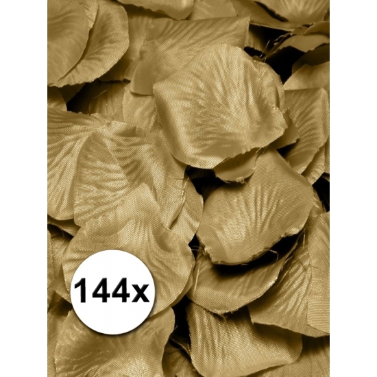 Luxe rozenblaadjes - 144x - goud - 3 cm - stof - strooi rozenbladeren -