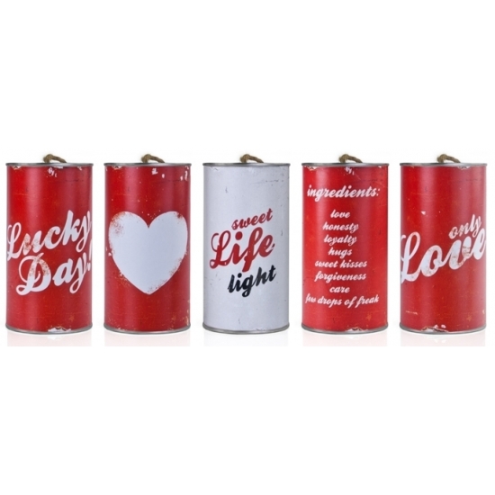 Trouwauto blikjes Retro - Bruiloft - rood - set 5x stuks - 14 x 7 cm -
