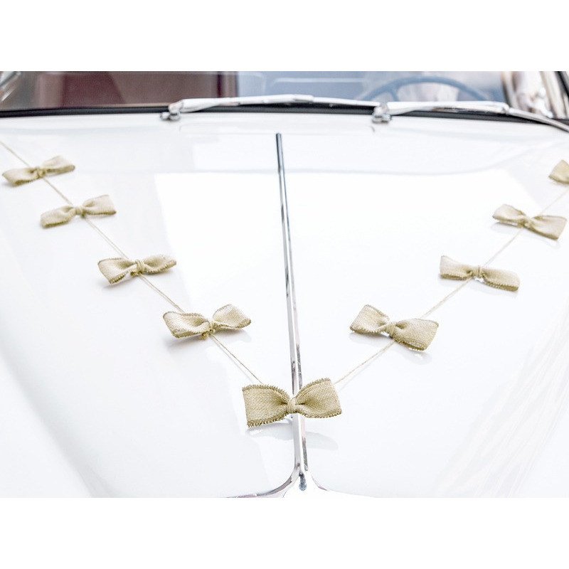 Trouwauto decoratie strikken jute - 13x stuks - Bruiloft - just married -