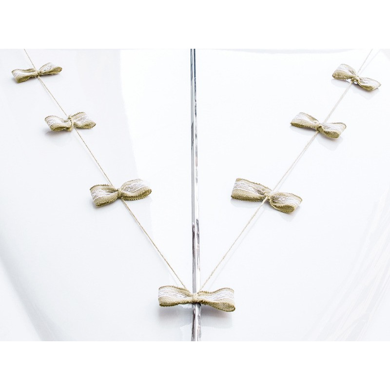 Trouwauto decoratie strikken jute - 12x stuks - Bruiloft - just married -