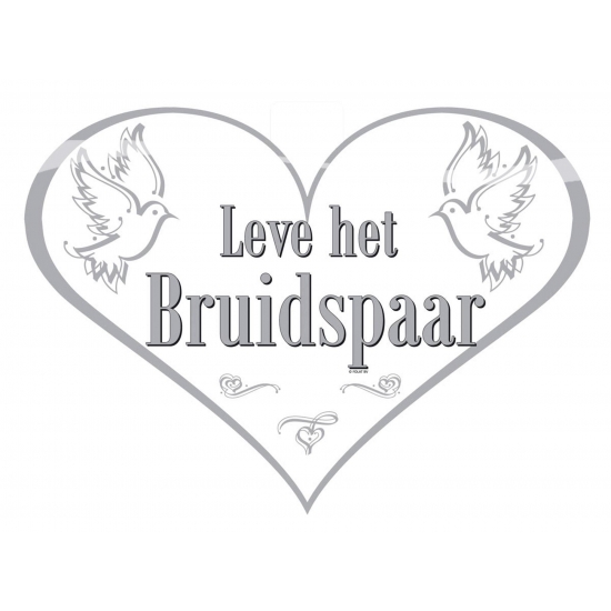 Deurbord bruidspaar - 47 x 33 cm - van karton - feest versiering -