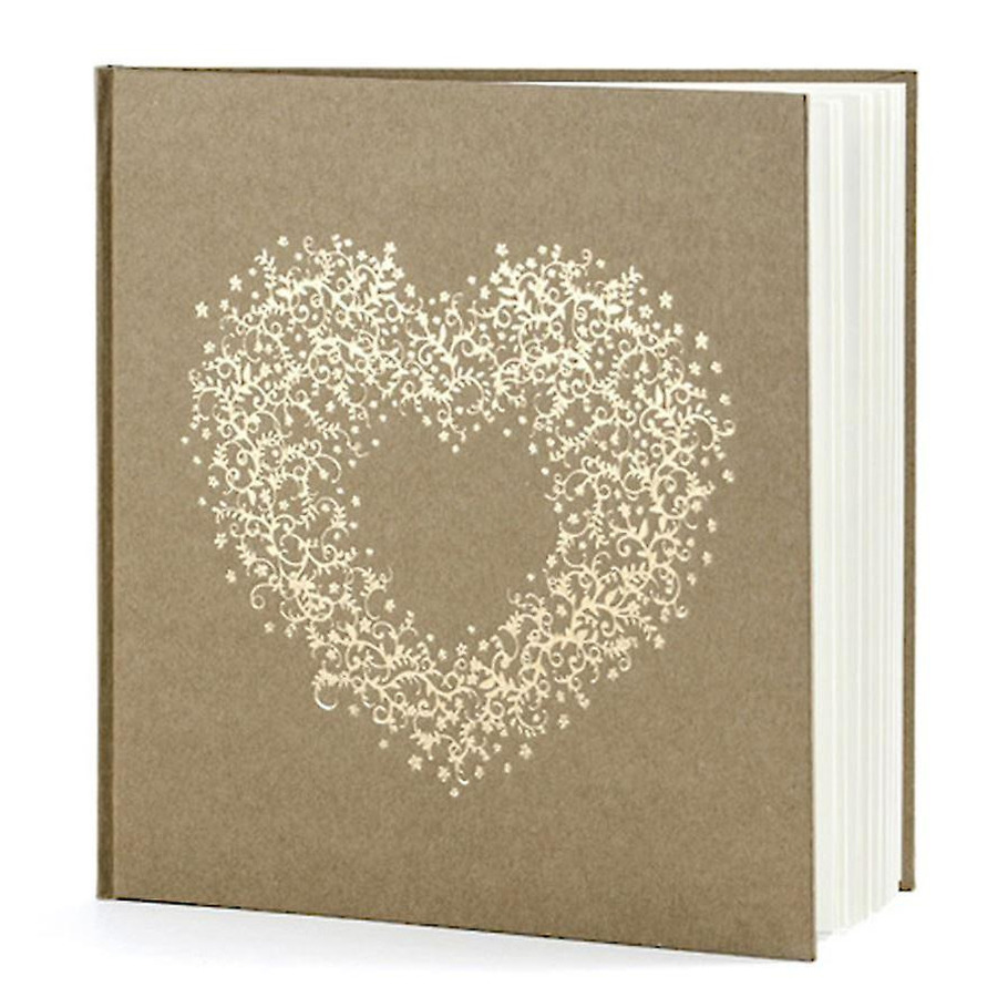Bruiloft gastenboek met gouden hart - 22 bladzijden - 20 x 20 cm -