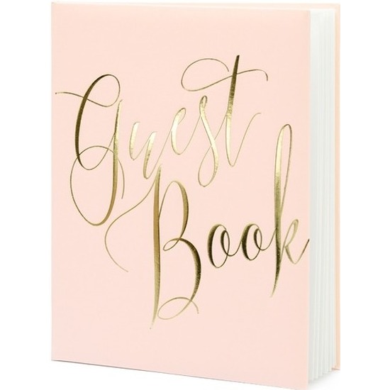 Gastenboek roze/goud 20 x 25 cm -