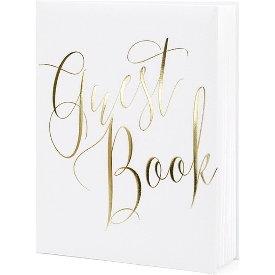 Gastenboek wit/goud 20 x 25 cm -