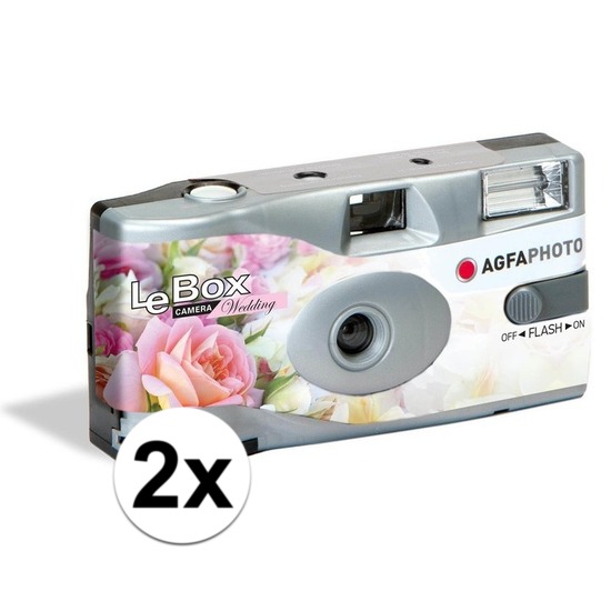 2x Bruiloft wegwerp cameras met flitser voor 27 kleuren fotos -