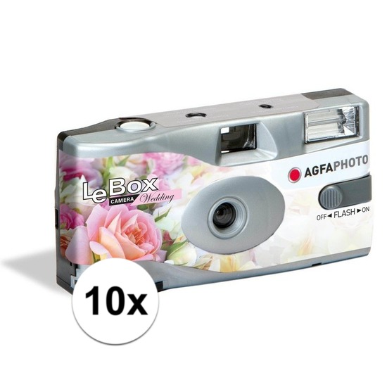 10x Bruiloft wegwerp cameras met flitser voor 27 kleuren fotos -