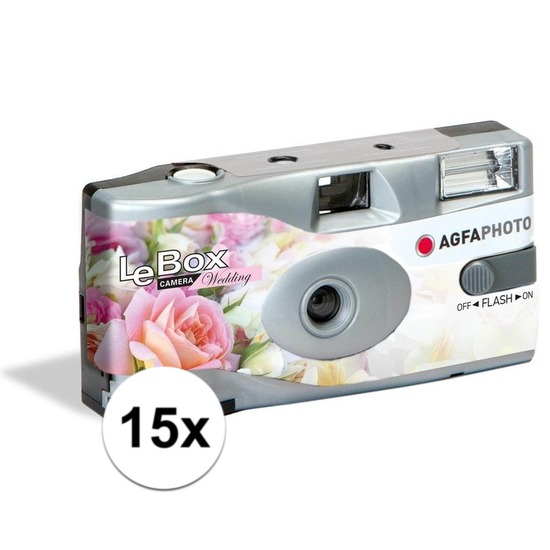 15x Bruiloft wegwerp cameras met flitser voor 27 kleuren fotos -