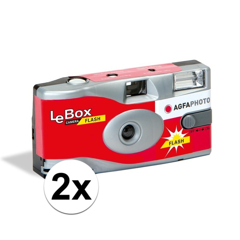 2x Bruiloft/vrijgezellenfeest wegwerp camera 27 fotos met flits -
