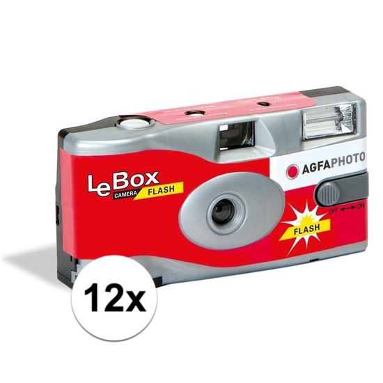 12x Bruiloft/vrijgezellenfeest wegwerp camera 27 fotos met flits -