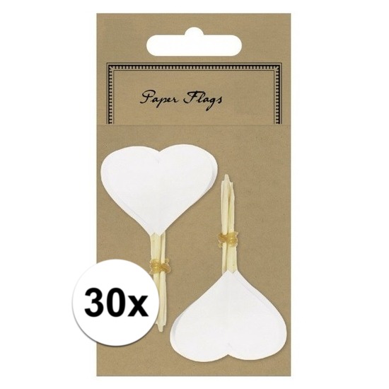 30x blanco cocktailprikkers hart -