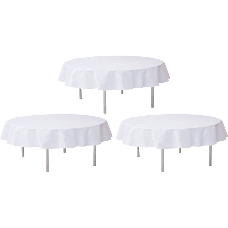 3x Bruiloft witte ronde tafelkleden/tafellakens 240 cm non woven polypropyleen -