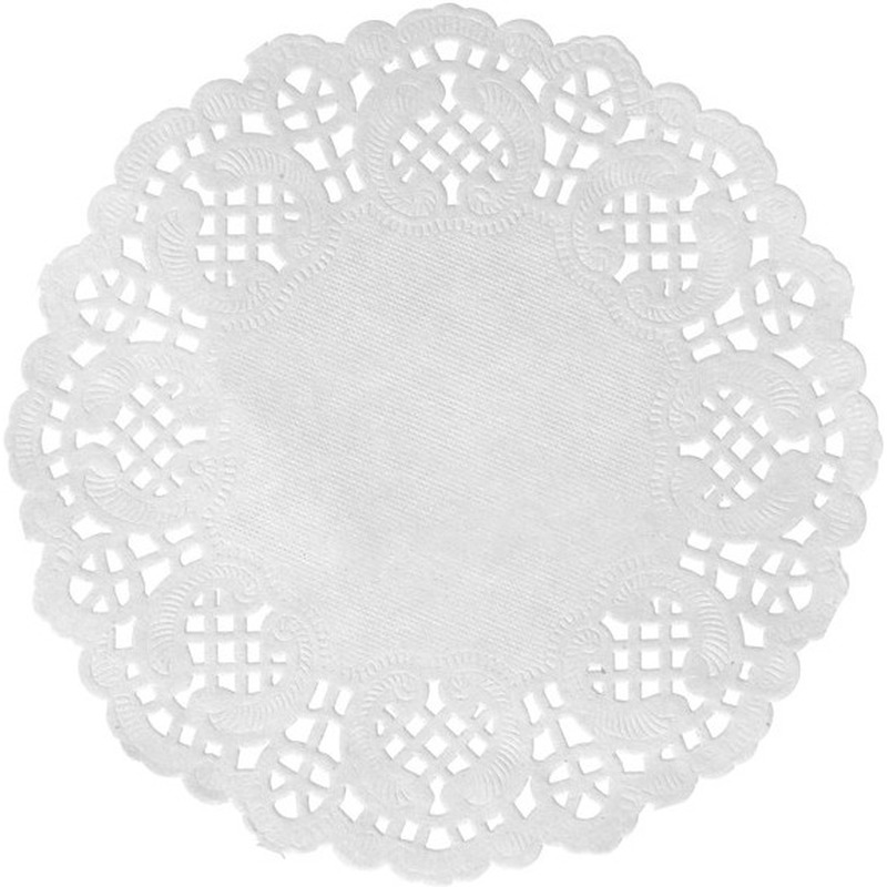 Placemats kant look - 10x - wit - papier - rond - Tafel diner onderleggers -