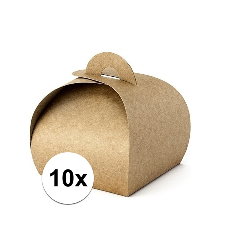 10x kraft cadeaudoosjes - bedankjes - goody bags doosjes - bruin -