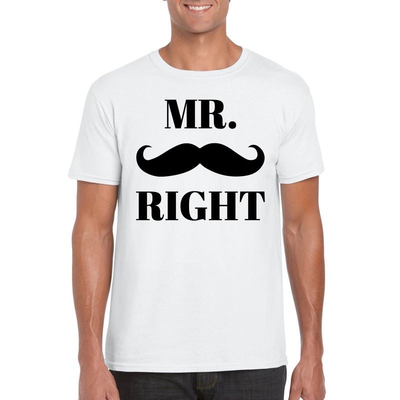 Mr. Right t-shirt wit heren L -