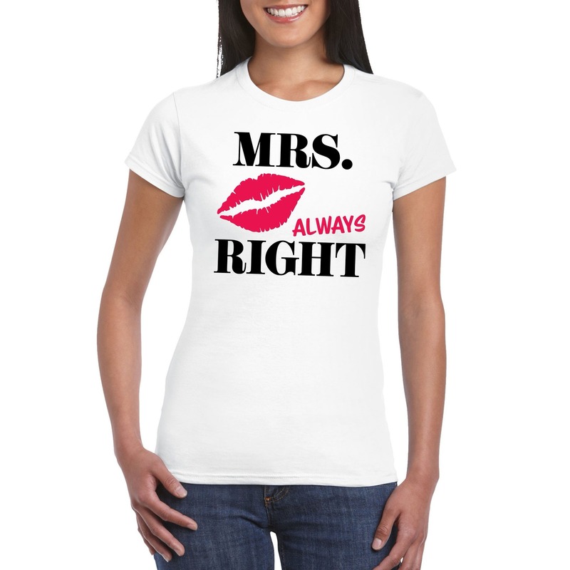 Mrs. Always Right t-shirt wit dames XL -