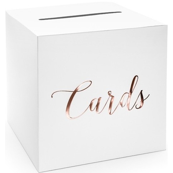 Verjaardag/jubileum enveloppendoos wit/rosegoud Cards 24 cm -