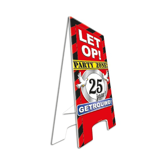 Waarschuwingsbord 25 jaar getrouwd - straatbord - karton - 58 cm - feestversiering -