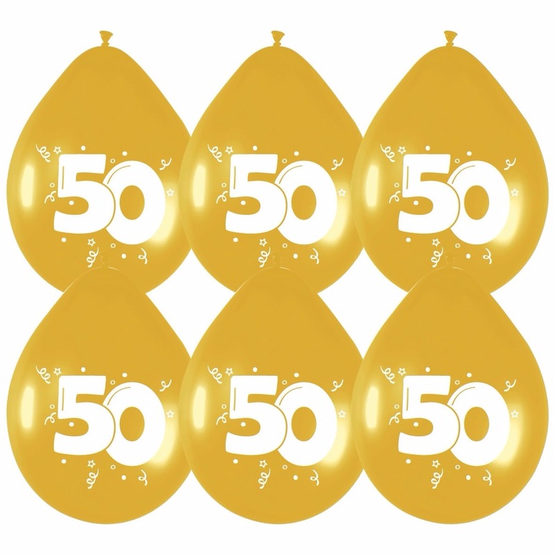 6x stuks gouden ballonnen 50 jaar feestartikelen -